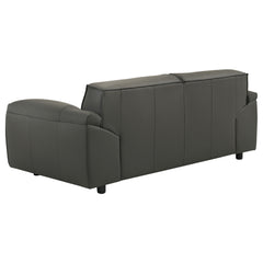 Buxton Graphite Top Grain Leather Upholstered Loveseat - Ornate Home
