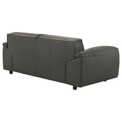 Buxton Graphite Top Grain Leather Upholstered Loveseat - Ornate Home