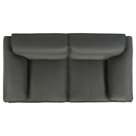 Buxton Graphite Top Grain Leather Upholstered Loveseat - Ornate Home
