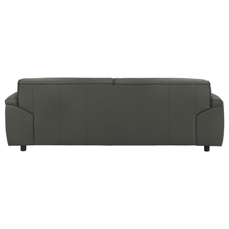 Buxton Graphite Top Grain Leather Upholstered Sofa - Ornate Home