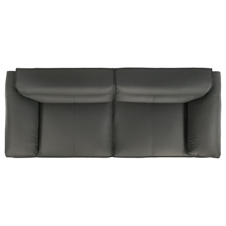 Buxton Graphite Top Grain Leather Upholstered Sofa - Ornate Home