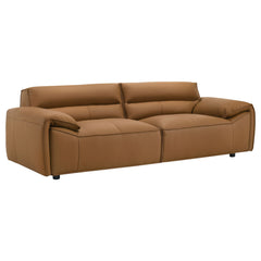 Buxton Orange 2-piece Top Grain Leather Upholstered Sofa Set - Ornate Home