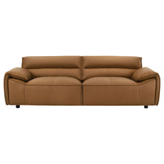Buxton Orange 2-piece Top Grain Leather Upholstered Sofa Set - Ornate Home