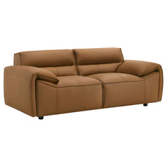 Buxton Orange 2-piece Top Grain Leather Upholstered Sofa Set - Ornate Home