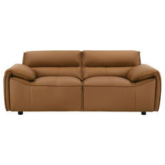 Buxton Orange 2-piece Top Grain Leather Upholstered Sofa Set - Ornate Home