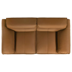 Buxton Orange 2-piece Top Grain Leather Upholstered Sofa Set - Ornate Home