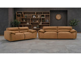 Buxton Orange 2-piece Top Grain Leather Upholstered Sofa Set - Ornate Home