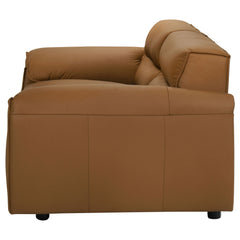 Buxton Orange Top Grain Leather Upholstered Loveseat - Ornate Home