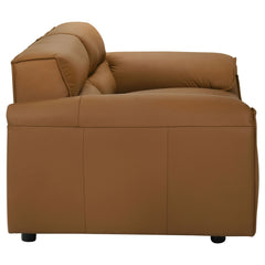 Buxton Orange Top Grain Leather Upholstered Loveseat - Ornate Home