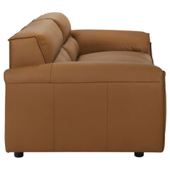 Buxton Orange Top Grain Leather Upholstered Sofa - Ornate Home