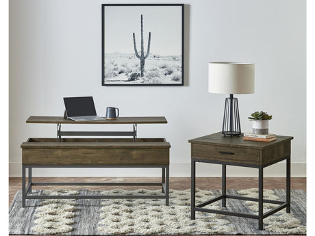 Byers Brown Oak 2-piece Lift Top Coffee and End Table Set - Ornate Home