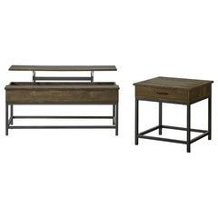 Byers Brown Oak 2-piece Lift Top Coffee and End Table Set - Ornate Home