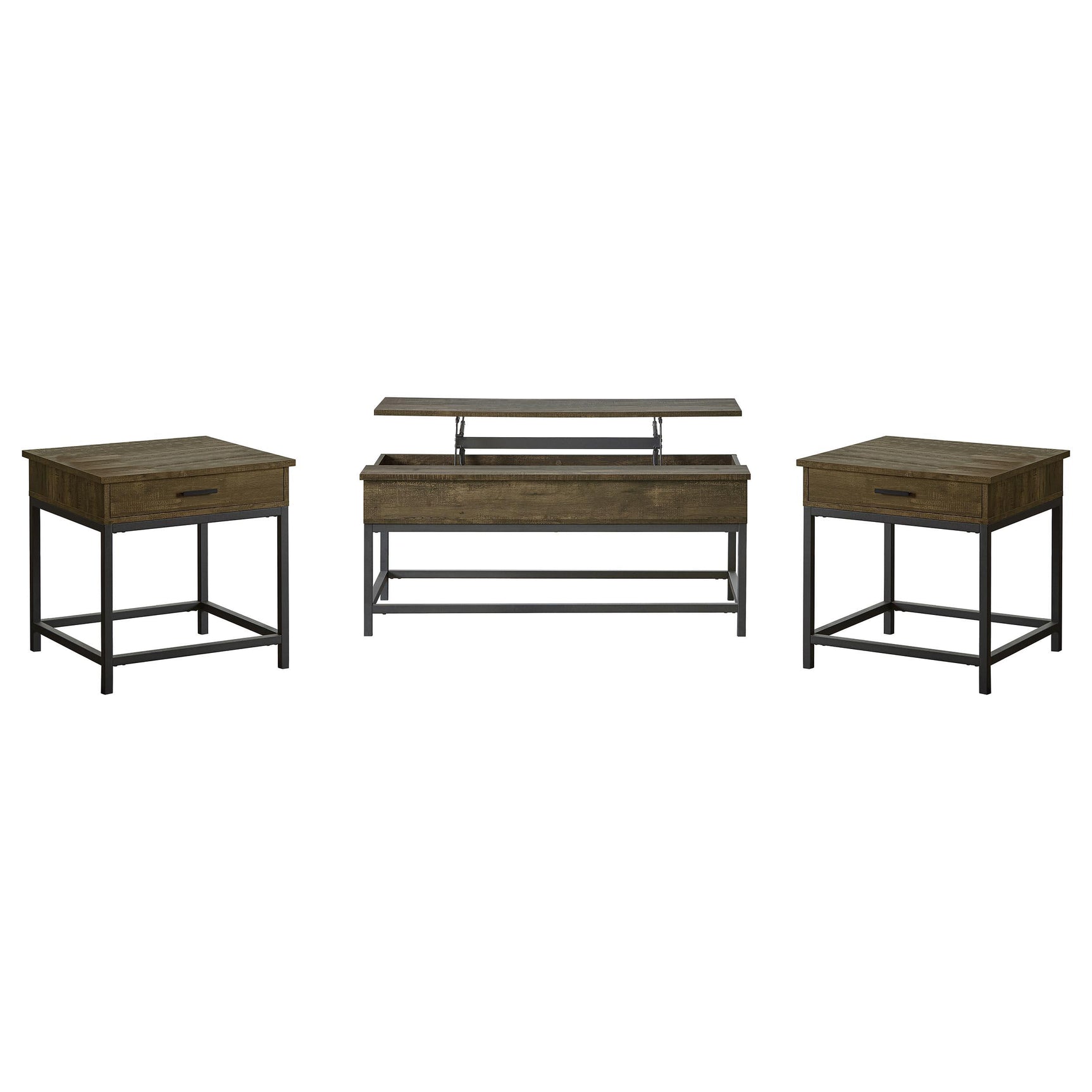 Byers Brown Oak 3-piece Lift Top Coffee and End Table Set - Ornate Home