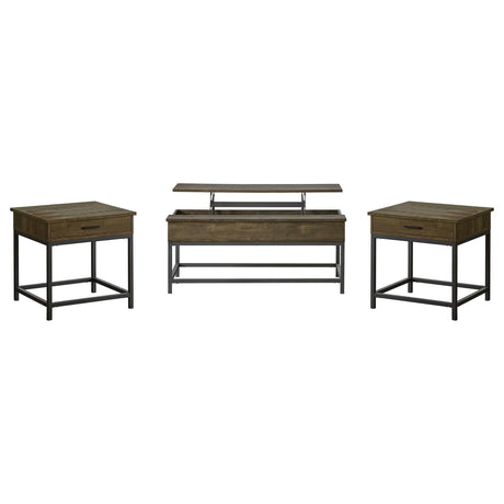 Byers Brown Oak 3-piece Lift Top Coffee and End Table Set - Ornate Home