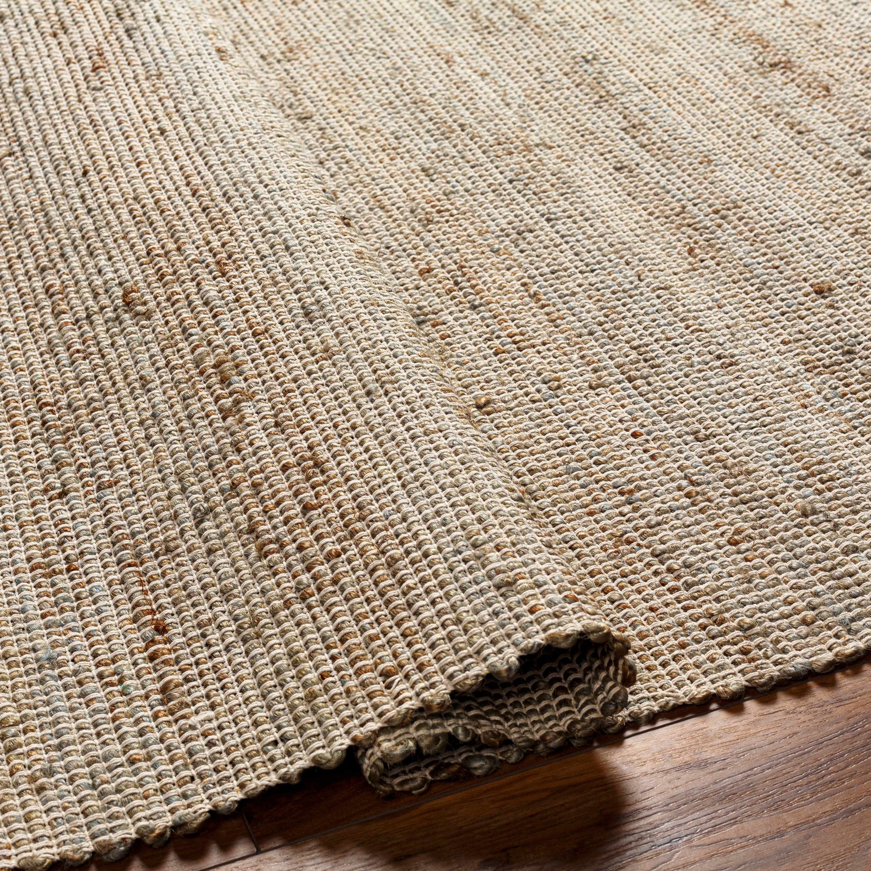 Byrne Beige & Green Jute Rug - Clearance - Ornate Home