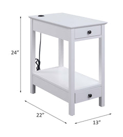 Byzad White Side Table (USB Charging Dock) - Ornate Home