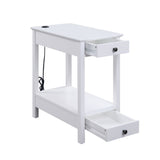 Byzad White Side Table (USB Charging Dock) - Ornate Home