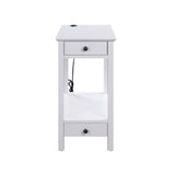 Byzad White Side Table (USB Charging Dock) - Ornate Home