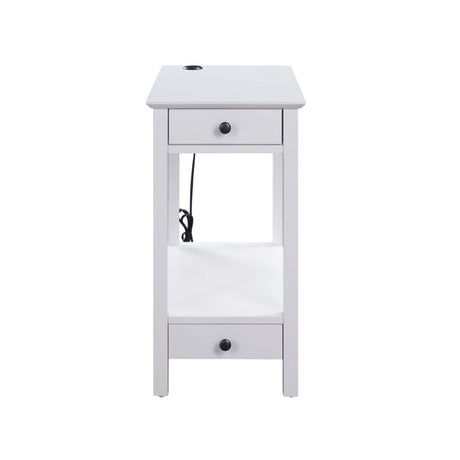 Byzad White Side Table (USB Charging Dock) - Ornate Home
