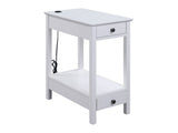 Byzad White Side Table (USB Charging Dock) - Ornate Home