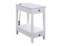 Byzad White Side Table (USB Charging Dock) - Ornate Home