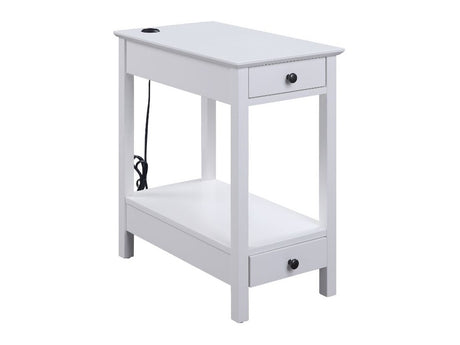 Byzad White Side Table (USB Charging Dock) - Ornate Home