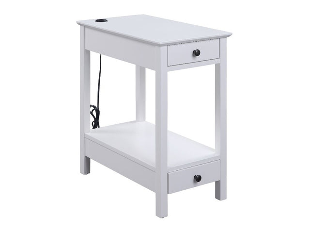 Byzad White Side Table (USB Charging Dock) - Ornate Home