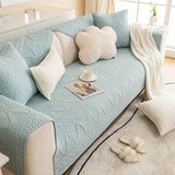 Geometric Textured Cotton Quilted Sofa Cover, Non-Slip Washable Couch Protector