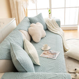 Geometric Textured Cotton Quilted Sofa Cover, Non-Slip Washable Couch Protector