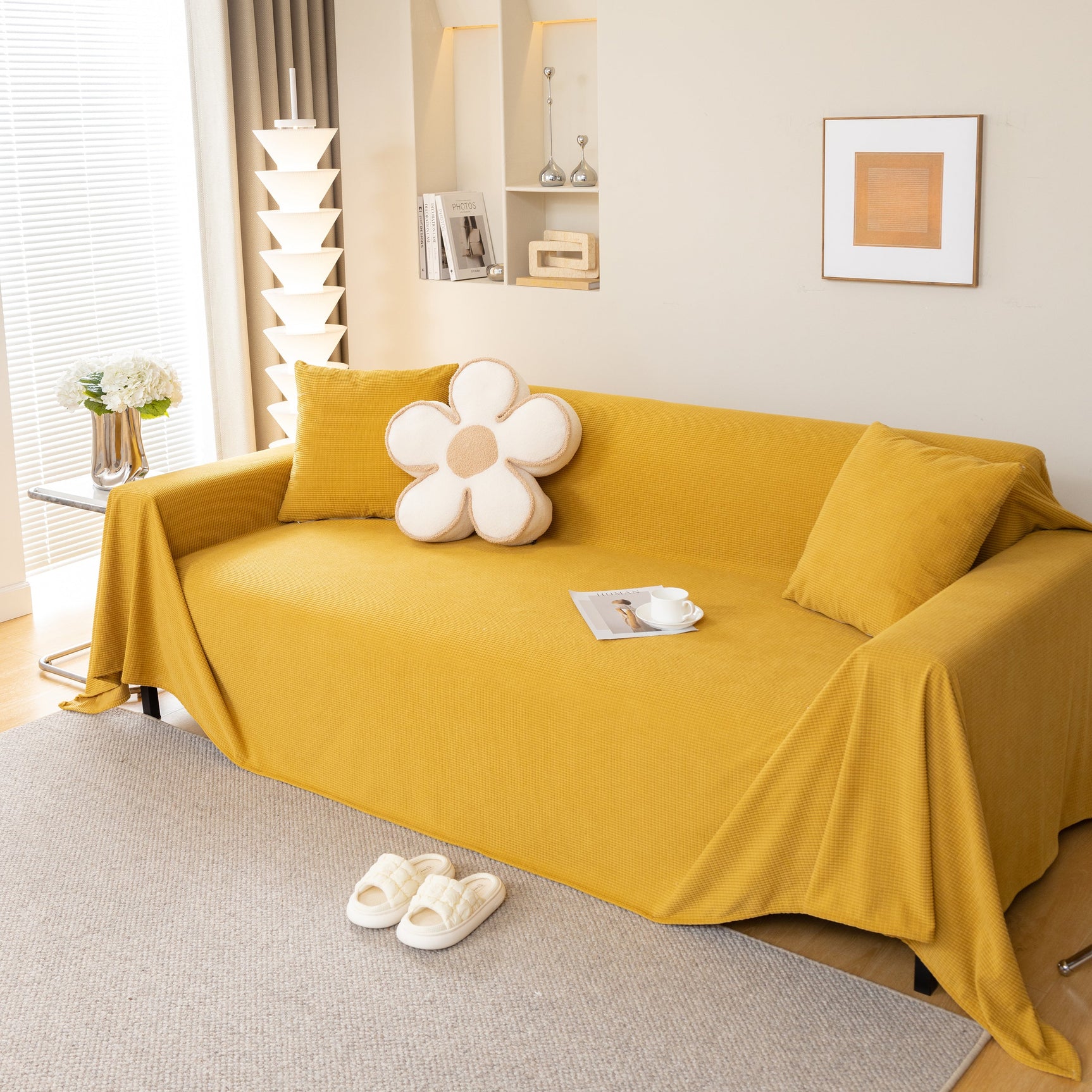 Waterproof Soft Cotton Plush Couch Cover Blanket, Extra Large Furniture Decoration Cover Sofa Slipcovers