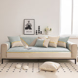 Modular Sofa Cover for Sectionals, Gold Striped Non-Slip Couch Protector
