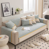 Modular Sofa Cover for Sectionals, Gold Striped Non-Slip Couch Protector