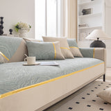 Modular Sofa Cover for Sectionals, Gold Striped Non-Slip Couch Protector