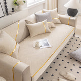 Modular Sofa Cover for Sectionals, Gold Striped Non-Slip Couch Protector