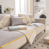 Modular Sofa Cover for Sectionals, Gold Striped Non-Slip Couch Protector