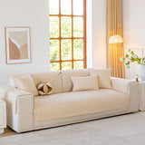 Leaf Vein Textured Cotton Quilted Sofa Slipcover, Non-Slip Modular Couch Covers