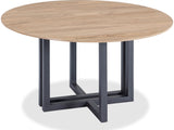 CEO Gunmetal/Washed Oak Wood Pattern Round Sintered Stone Dining Table - Ornate Home