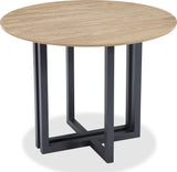 CEO Gunmetal/Washed Oak Wood Pattern Round Sintered Stone Dining Table - Ornate Home