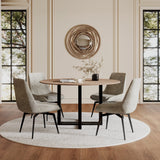 CEO Gunmetal/Washed Oak Wood Pattern Round Sintered Stone Dining Table - Ornate Home