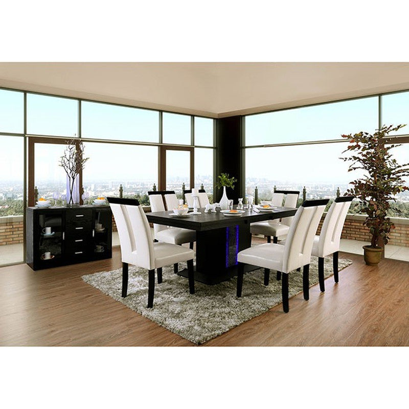 Evangeline Black/Beige 7 Pc Dining Table Set