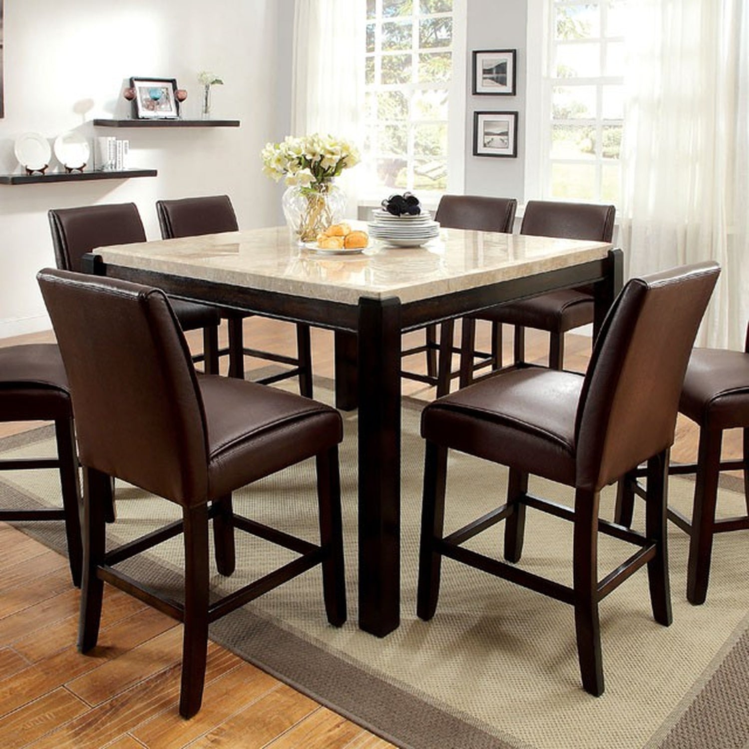 Gladstone Dark Walnut/Ivory 7 Pc Counter Ht Table Set