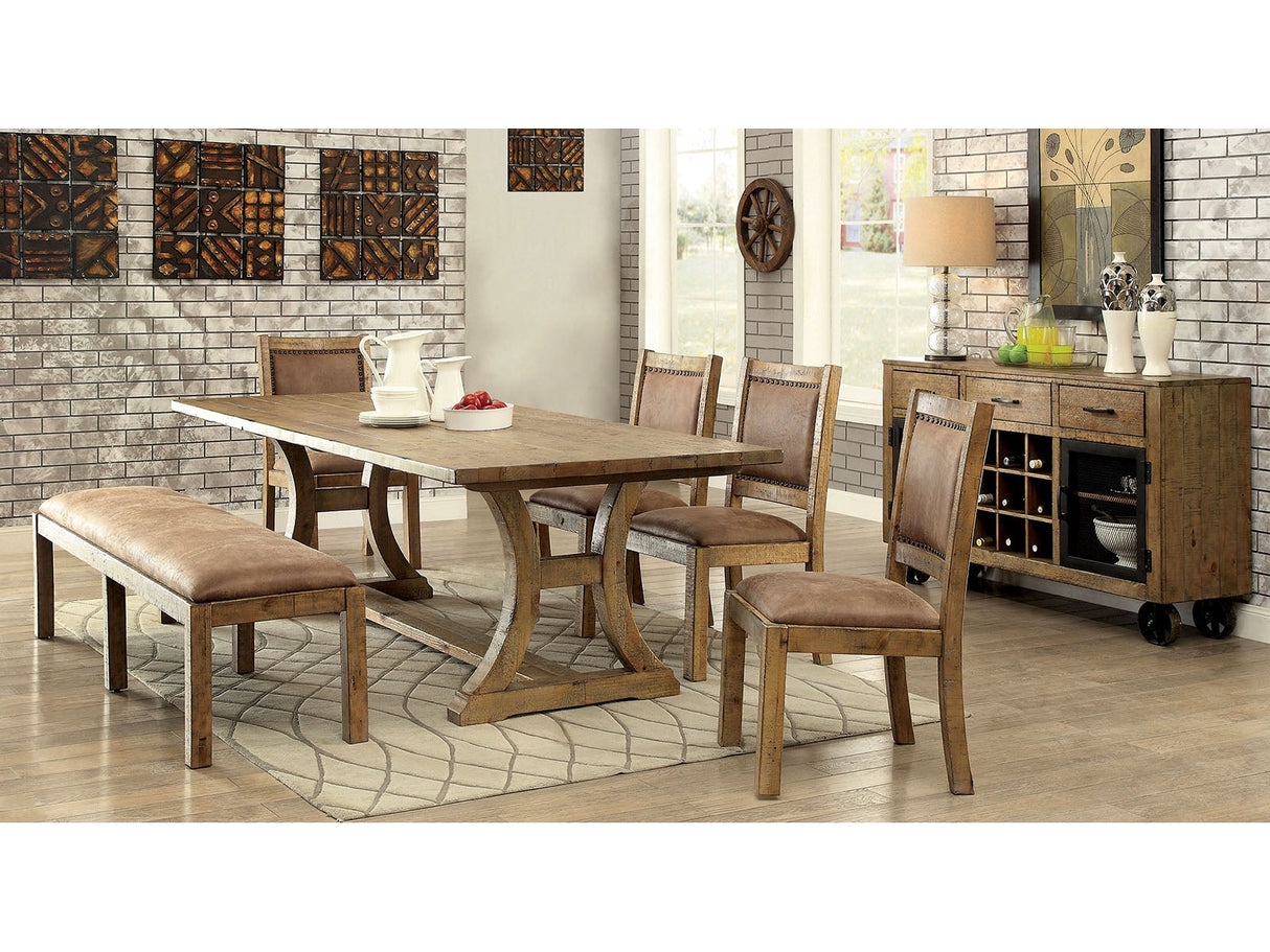 Gianna Rustic Oak 7 Piece Dining Set - Ornate Home