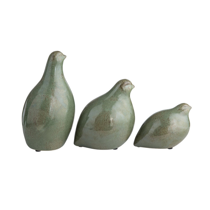 Partridge Green 3 Piece Ceramic Statues