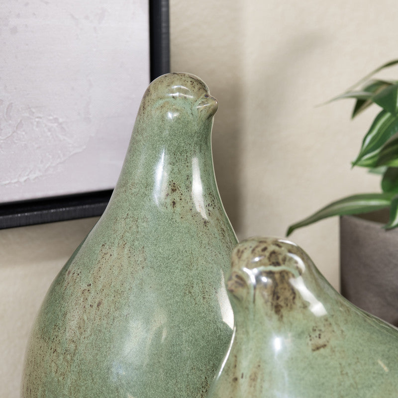 Partridge Green 3 Piece Ceramic Statues