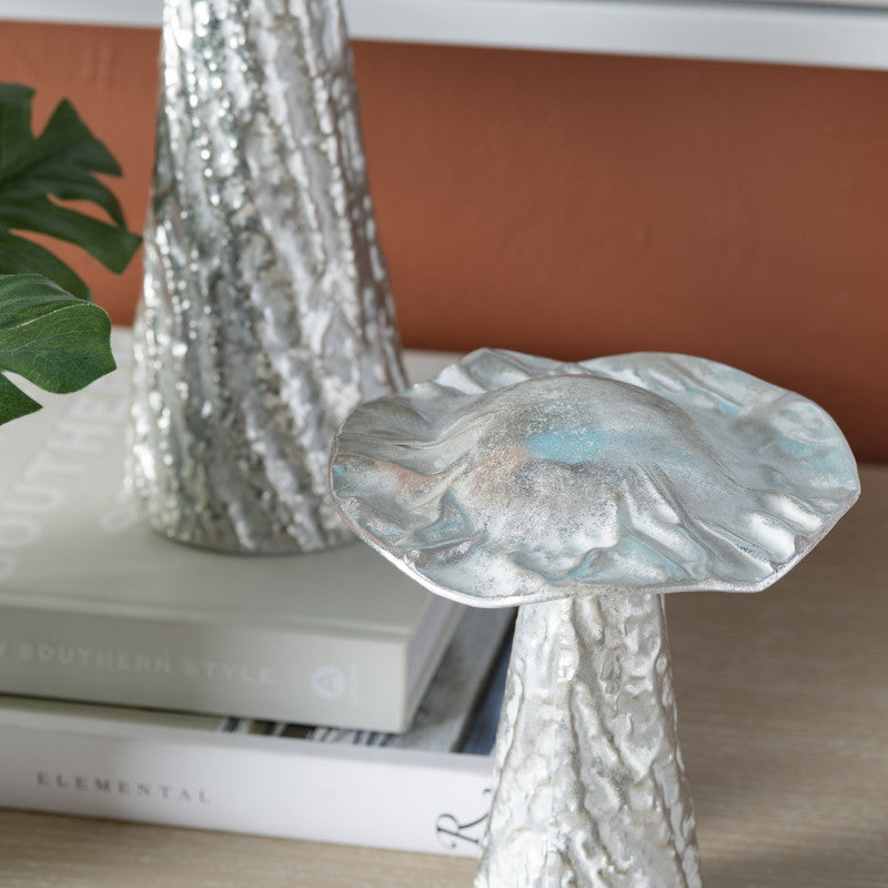 Landon Silver 2 Piece Mushroom Sculptures