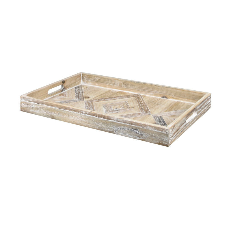 Riley Natural Rectangular Tray With Aztec Design