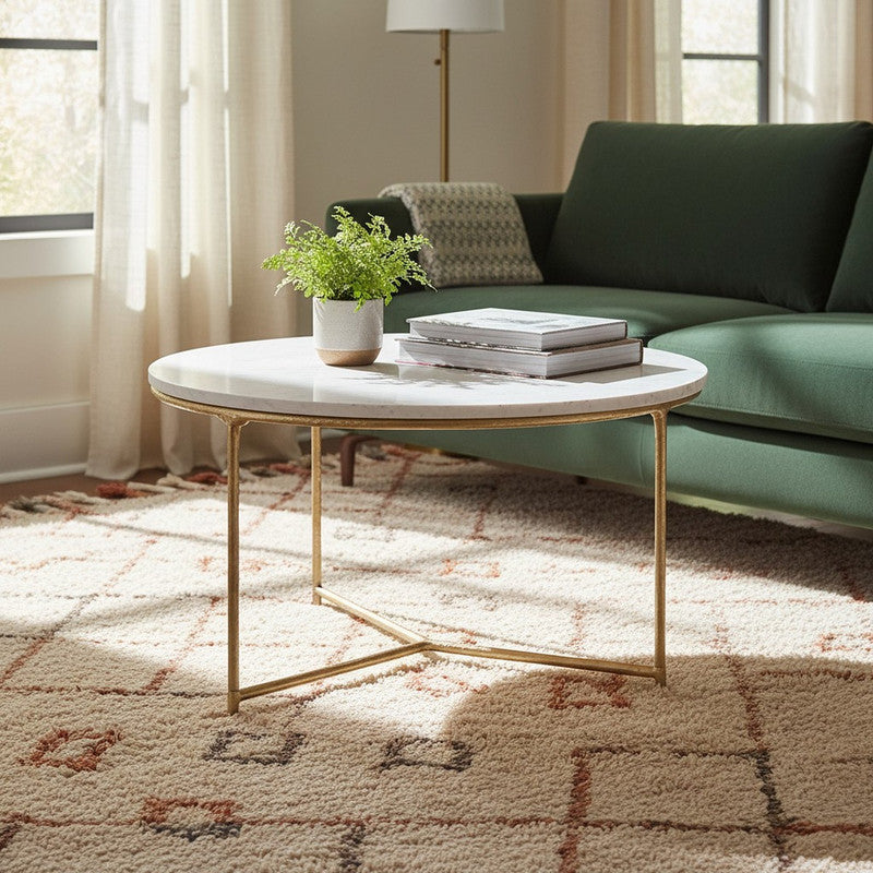 Athens White/Gold Cocktail Table