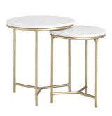 Athens White/Gold 2-Piece Nested End Tables