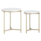 Athens White/Gold 2-Piece Nested End Tables