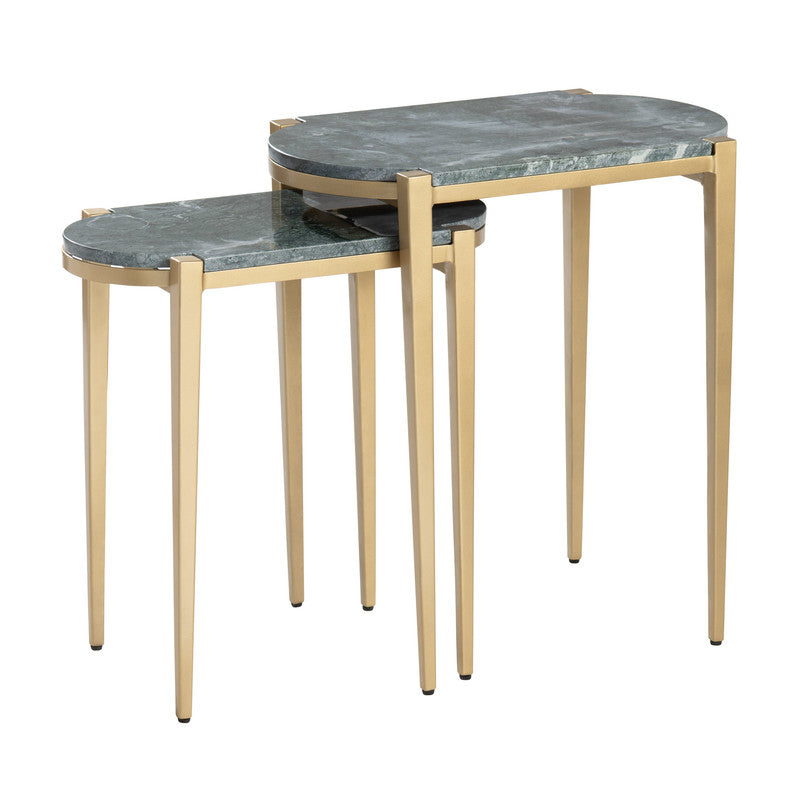 Beckham Green/Gold 2-Piece Nested Accent Tables